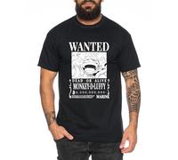 Tee Kiki Wanted Luffy - Maglietta da Uomo Cappello di Paglia Luffy Zoro One Monkey D. Pirate Ace Piece Goku Anime Ruffy, Dimensione:S, Colore:Nero