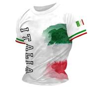 Tee Magliette da Uomo Bandiera Tricolore Tshirts a Maniche Corte Italia Stampata Italiana T-Shirt Girocollo Maglia Basic Uomo Magliette T-Shirt Tricolore per Festa della Repubblica (X10-Green, L)