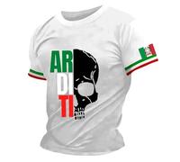 Tee Magliette da Uomo Bandiera Tricolore Tshirts a Maniche Corte Italia Stampata Italiana T-Shirt Girocollo Maglia Basic Uomo Magliette T-Shirt Tricolore per Festa della Repubblica (X-06-White, S)