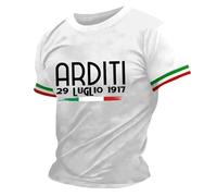 Tee Magliette da Uomo Bandiera Tricolore Tshirts a Maniche Corte Italia Stampata Italiana T-Shirt Girocollo Maglia Basic Uomo Magliette T-Shirt Tricolore per Festa della Repubblica (X-05-White, XXL)