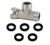 Tee Raccordi Tubo Femmina, Valvola Deviatrice a T a 3 Vie in Massiccio Nichelato, Raccordo a T Femmina G1/2 con Collegamento Laterale 1/2" per WC, Lavatrice e Doccia, per Uso Domestico e Professionale