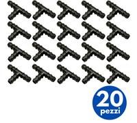 Raccordo a Tee, Portagomma "T", Connettore a 3 Vie per Tubi e Sistemi di Irrigazione a Goccia, Nero - Orto Facile (5, 32 x 32 x 32 mm)