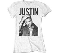 Tee Shack Ladies Justin Bieber Grey Portrait Ufficiale Donne Maglietta Signore (Small)