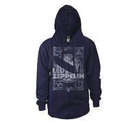 Tee Shack Navy Blue LED Zeppelin Jimmy Page Ufficiale Felpa con Cappuccio (Medium)
