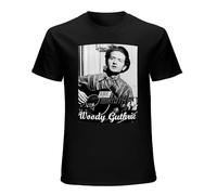 Tee Shirt Adult Unisex Country Music Legend Woody Guthrie Cotton T Shirt Black XL