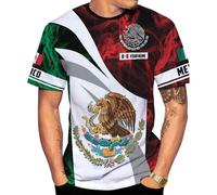 Tee T-Shirt Custom Mexico Personalized Name Mexican 3D Flag Magliette Basic Casual Maglietta Uomo Manica Corta Maglietta T-Shirt per Estate, Corsa, Tutti I Giorni L