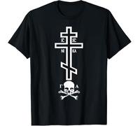 Tee T-Shirt Manica Corta Magliette Basic Casual Maglietta T-Shirt Maglietta Uomo per Bodybuilding Palestra Hip-Hop Croce Ortodossa retrò Teschio Meme Gesù Dio Religioso M