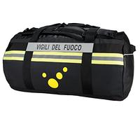 tee-uu BARRELBAG nero | borsa porta abiti | con 2 strisce riflettenti VIGILI DEL FUOCO | 75 litro | robusto | voluminoso | vacanza | viaggo | equipaggiamento | abbigliamento