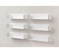 TEEbooks - 6 Mensole da Parete per Libri 45 cm | Design Invisibile & Minimalista | Libreria da parete | Made in Italy | Colore Bianco | Acciaio di Qualità | Facile da installare