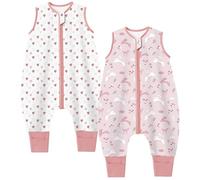 Teechodina Sacco nanna con piedini, confezione da 2 pezzi, 100% cotone, 1,5 Tog, per tutto l'anno, per bambini e bambine, 1,5 Tog, Sweet Heart + coniglio, 90 cm, altezza del bambino 100-110 cm