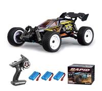 Teeggi Auto radiocomandata per adulti, 50 km/h, auto da corsa, 1/16 fuoristrada, 4 WD All Terrain Race Buggy, 3 batterie (giallo)