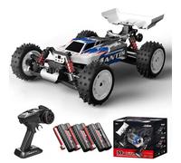 Teeggi Auto telecomandata 1/16 per adulti, 70 km/h, auto da corsa radiocomandata ad alta velocità, 2,4 GHz, motore senza spazzole 4 WD Off Road Race Buggy, 3 batterie (blu)