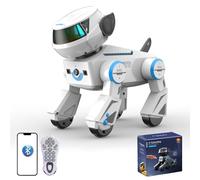 Teeggi Robot cane giocattolo telecomandato, robot programmabile per bambini dai 3 ai 12 anni, cantare ballando interagire, cane robot intelligente con controllo tramite app, effetti luce (bianco)