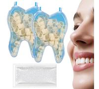 Teegxddy 100pcs Dente Finto Provvisorio Set,Per denti Anteriori,Molari,Con 20g Cemento Dentale,Per Halloween Puntelli Cosplay Decorazioni