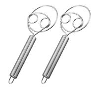 Teegxddy 2PCS Frusta per impasto, Frusta in acciaio inox, Impastatrice olandese fatta a mano, Strumenti per la cottura, Strumenti da cucina Strumenti per la cottura