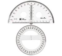 Teegxddy Goniometro a 360 gradi in plastica trasparente e combinazione goniometro-geometria a 180 gradi, combinazione matematica, righello