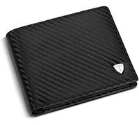 TEEHON® Portafoglio Uomo, Blocco RFID in Pelle Carbonio con Tasca Portamonete, Fino a 8 carte, 2 Scomparti Banconote, Portacarte di Credito Confezione Regalo - nero…