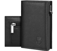 TEEHON Portafoglio Uomo Slim, Portacarte in Pelle con Protezione RFID, Porta Carte di Credito Uomo Piccolo, Porta Tessere con Portamonete e Scomparti Banconote - Confezione Regalo - NERO