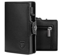 TEEHON Porta Carte di Credito da Uomo e Donna |Portafoglio Uomo| Portafoglio Uomo Slim RFID | Portacarte uomo Mini Porta Tessere | Con ZIP | Scatola Regalo | Nero (A-NERO)