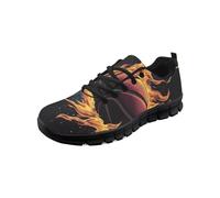teeinprint Scarpe da corsa per donne e uomini, casual, con lacci, scarpe da ginnastica da passeggio in rete traspirante, Fiamme di fuoco di basket, 40 EU