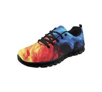 teeinprint Scarpe da corsa per donne e uomini, casual, con lacci, scarpe da ginnastica da passeggio in rete traspirante, Fiamme di fuoco di ghiaccio, 39 EU