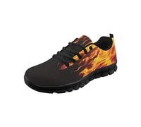 teeinprint Scarpe da corsa per donne e uomini, casual, con lacci, scarpe da ginnastica da passeggio in rete traspirante, Fiamme di fuoco, 38 EU