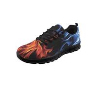 teeinprint Scarpe da corsa per donne e uomini, casual, con lacci, scarpe da ginnastica da passeggio in rete traspirante, Stampa Fiamme di Fuoco di, 43 EU