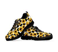 teeinprint Scarpe da ginnastica da donna, da uomo, traspiranti, con lacci, per camminare, jogging, tennis, Girasole a scacchi, 42 EU