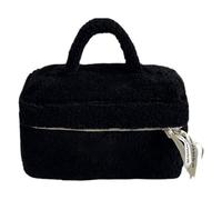 TEEKU Grande borsa cosmetica carina trucco Y2k estetica Make Up Fleece per borsa organizer per in, Nero , Taglia unica