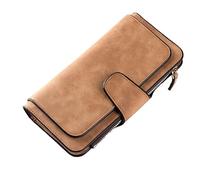 TEEKU Moda Donne Portafoglio In Pelle Frizione Titolare Della Carta Della Borsa Della Signora Lunga Borsa Multi Fibbia Donna, Marrone, Taglia unica