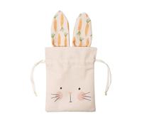 TEEKU Sacchetti di stoffa a forma di coniglietto pasquale, decorazione per compleanno, per bambini, in lino, caramelle, beige, decorazioni per il tè da giardino, set con tavolo e sedie (beige, taglia
