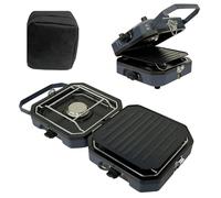Teeloray Fornello da Campeggio a Gas con 2 Fuochi, Fornello a Gas da Esterno Pieghevole Portatile con Bistecchiera e Custodia, Cucina da Campeggio All'aperto per Camper, Picnic, Barbecue, Party