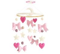 Teeloray Giostrina per culla rosa fiocco culla mobile per ragazze fatto a mano coquette arco vivaio decorazione per camera da letto infantile appeso rosa ragazze camera decorazione per culla genere