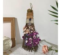 Teeloray Scopa Piccola Fatto a Mano Scopa Strega con Gemme Magiche e Fiori Secchi, Mini Scopa alla Cannella con Profumo Decorazione con Scopa Altare Wicca Spazzare via Tutte le Cose Brutte (Viola)