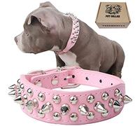 TEEMERRYCA Collari per cani regolabili in pelle con borchie, con una palla che cigolano, regalo per animali domestici di taglia piccola, media e grande come gatti, pitbulldog, bulldog, carlini, husky