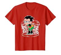 Teen Titans Go! Robin Buns Maglietta, Bambini, Rosso, 10 Anni