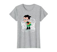 Teen Titans Go! Robin Buns Maglietta, Donna, Grigio Melange, L