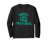 Teen Trouble Vibes Edgy Statement Design Maglia a Manica