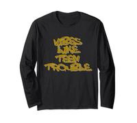 Teen Trouble Vibes Edgy Statement Design Maglia a Manica