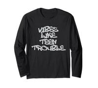 Teen Trouble Vibes Edgy Statement Design Maglia a Manica