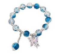 Teenage Cuore Farfalla Smaltatura Bracciale Femminile Dolce Perline Smalto Strings Gioielli Mano Anello Orecchini, Misura unica, Zinco, Nessuna pietra preziosa