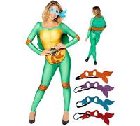 Teenage Mutant Ninja Tartaruga Donna Costume Ufficiale + Maschera UK 8-18