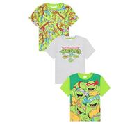 Teenage Mutant Ninja Turtles - Confezione da 3 magliette per bambini, Verde, 8-9 Anni