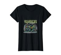Teenage Mutant Ninja Turtles Gritty Group Shot Distressed Maglietta, Donna, Nero, M