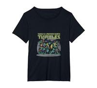 Teenage Mutant Ninja Turtles Gritty Group Shot Distressed Maglietta, Donna Plus-Size, Nero, 5X