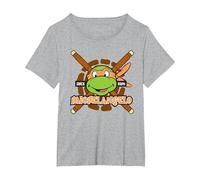 Teenage Mutant Ninja Turtles Michelangelo Since 1984 Maglietta, Donna Plus-Size, Grigio Melange, 2X