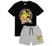 Teenage Mutant Ninja Turtles Pigiama da Uomo Michelangelo Warrior Character Pizza Nero T-Shirt Pantaloncini Grigio Pjs | Merchandising TMNT