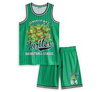 TEENAGE MUTANT NINJA Turtles Set da basket verde da uomo | Completo da lega di basket Turtles in 2 pezzi | Abbigliamento sportivo | Leonardo, Donatello, Michelangelo e Raffaello