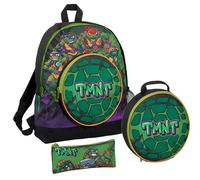 Teenage Mutant Ninja Turtles Set zaino + borsa per il pranzo + astuccio 3D Shell School Bag Set, Verde, Taglia unica, Zaino
