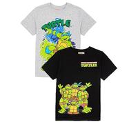Teenage Mutant Ninja Turtles T-Shirt 2 Pack Bambini Grigio Nero Top